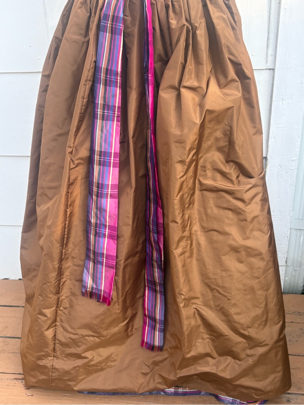 Vtg Adele Simpson lined taffeta maxi skirt SZ4 plaid belt & hem USA Union Made